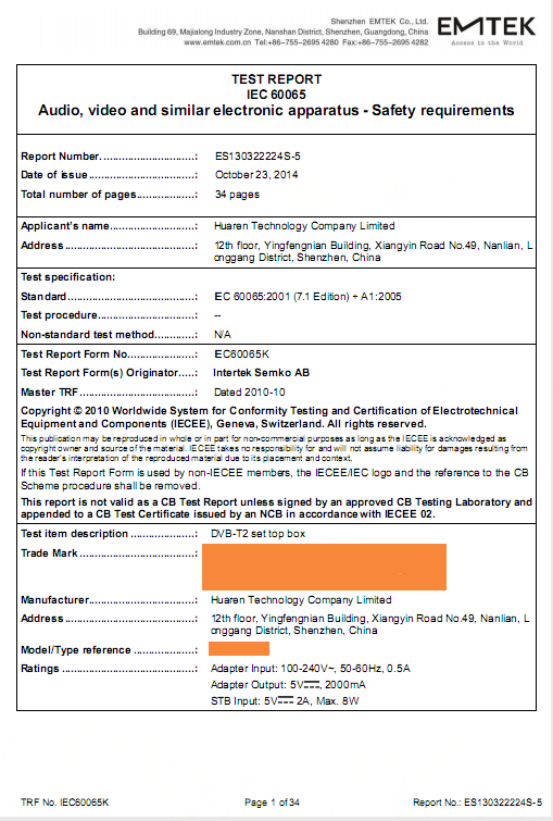 Test Report IEC 6065 Test Report IEC 6065
