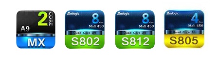 Amlogic MX, Amlogic S802, Amlogic S805, Amlogic S812 Amlogic MX, Amlogic S802, Amlogic S805, Amlogic S812